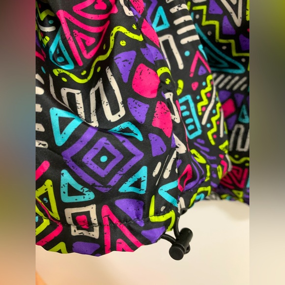 Colorful Windbreaker Jacket Half Zip Black Jack 1999 USA popover hood Retro 90s - Picture 6 of 8